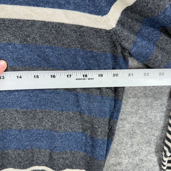 Nautica Sweater Pullover Men M Medium Gray Striped Button Knit Long Sleeve - Picture 5 of 7